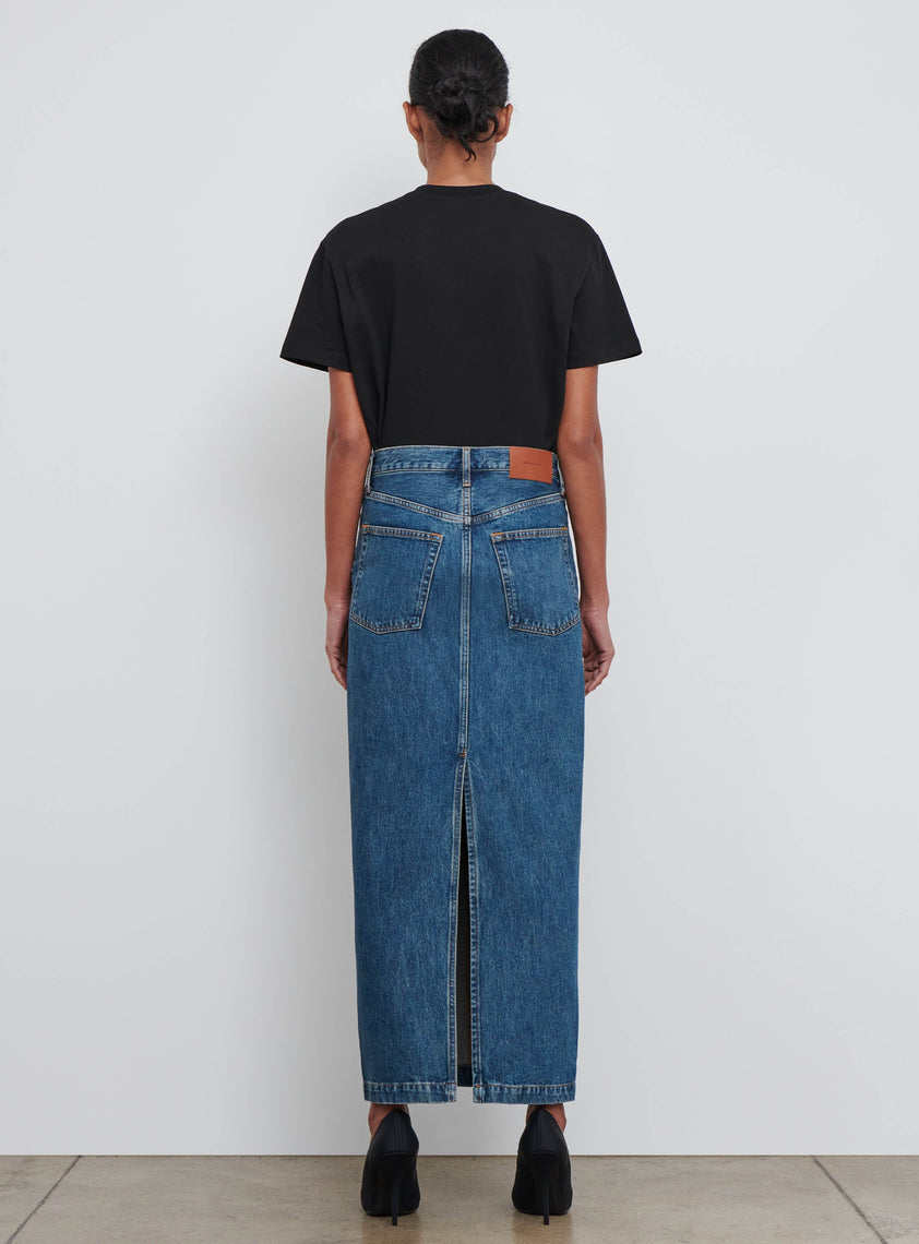 Denim Column Skirt